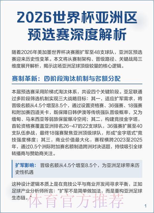 2026年世界杯亚洲区预选赛完整直播收看攻略
